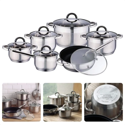 Afbeelding van Cheqo® RVS Pannenset Kookpannen Set Steelpan 1,9L, 2,6L, 3,7L, 6,2L, 3,0L Anti aanbaklaag Geschikt voor alle warmtebronnen Ook Inductie