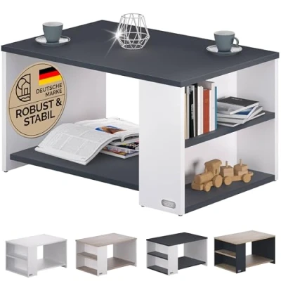 Afbeelding van CASARIA Salontafel Opbergvakken Draagvermogen 50kg 90x59x48cm Hout Grijs