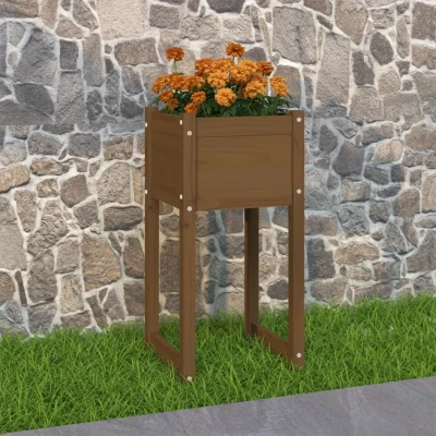 Afbeelding van Plantenbak 40x40x81 cm massief grenenhout honingbruin