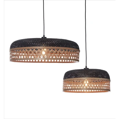 Afbeelding van GOOD&amp;MOJO Hanglamp Ubud Bamboe Ø60+Ø40cm Zwart