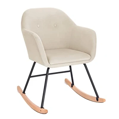 Afbeelding van WOLTU Schommelstoel van velours, relaxstoel, schommelstoel, crèmekleurig, wit SKS16 cm