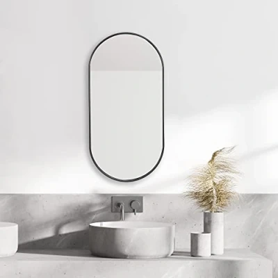 Afbeelding van Spiegel Picciano hangend 40x80 cm zwart mat