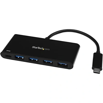 Image de StarTech.com 4 Port USB C Hub with Type A Ports (USB 3.0 SuperSpeed 5Gbps) 60W Power Delivery Passthrough Charging 3.1 Gen 1/USB 3.2 1 Laptop Adapter MacBook Dell Windows/macOS/Linux (HB30C4AFPD) Concentrateur (hub) x SuperSp