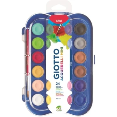 Image de GIOTTO Lot de 24 blocs d&#039;aquarelle, couleurs assorties, super lavables pour enfants, fêtes et écoles