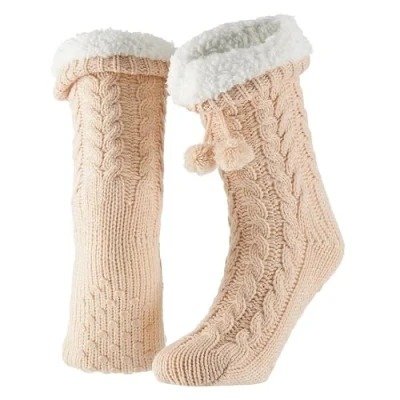 Afbeelding van Apollo Dames Huissokken met Fake Fur Glitter Fashion Roze Maat 36/41 Fluffy sokken Slofsokken Anti slip Warme Winter