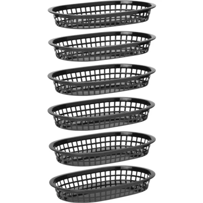 Afbeelding van Serveer Mandjes Fast Food Stijl Zwart 6 St. 275x175x(H)38mm Hendi 426890