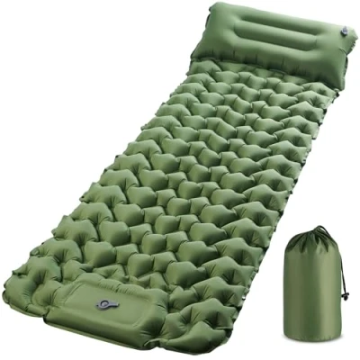 Afbeelding van Campingmatras, 1 zits, verbrede en verdikte campingvloermat, pneumatisch met pedaalluchtpomp, Coziya matras, ultralicht draagbaar, ideaal voor kamperen, strand, wandelen