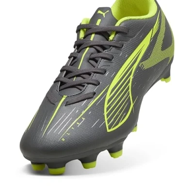 Afbeelding van Puma Ultra 5 PLAY Voetbalschoenen met Kunststof noppen, Dames, Maat: 40.5, Matte aged silver/yellow alert