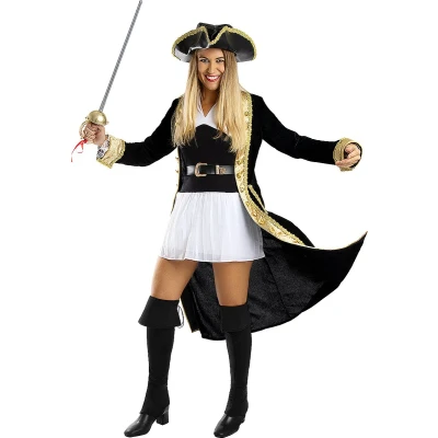 Afbeelding van Funidelia Deluxe Piraten Kostuum Koloniale Collectie voor vrouwen Zeerover, Boekanier Volwassenen Accessoire verkleedkleding en rekwisieten Halloween, carnaval &amp; feesten Maat 3XL Zwart