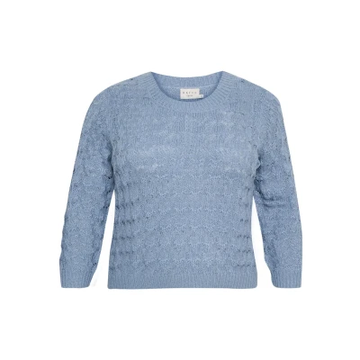 Afbeelding van Kaffe Curve Helena Trui, Dames, Maat: 50/52, Faded denim