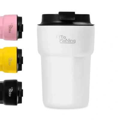 Afbeelding van Otto Koning 350ml geïsoleerde mok, koffie thermoskan met waterdicht deksel, herbruikbare koffiekopjes voor op reis, roestvrijstalen koffiemok warme en koude koffie, water thee