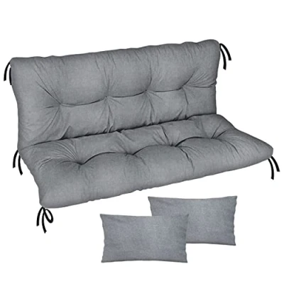 Afbeelding van Ferocity Waterdicht kussen voor tuinschommel, matras, 100 x 50 cm, palletmeubels, hoog comfort, met rugleuning, tuinmeubelen, linnen [133]