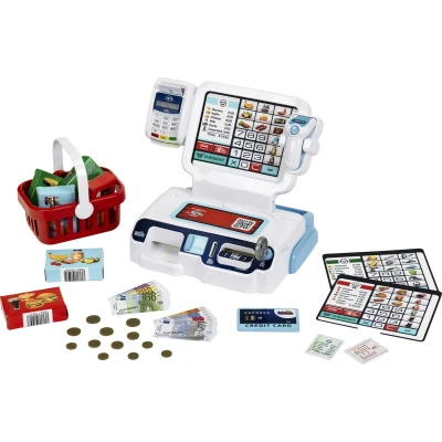 Afbeelding van Theo Klein 7265 Caisse Libre Service, Scanneur avec lumière et Son I Ecran à 3 thèmes interchangeables, Panier, Argent fictif, etc, Jouets pour Enfants partir de Ans