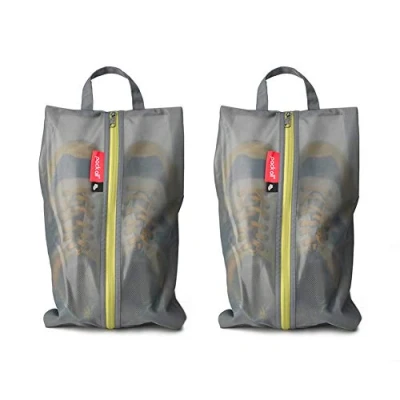 Afbeelding van Waterdichte reisschoenentas, schoenenorganizer, schoenentas met ritssluiting, voor heren en dames (2 stuks grijs)