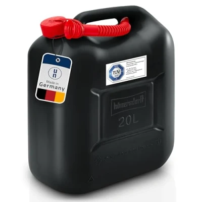 Afbeelding van Jerrycan Standaard voor benzine, diesel en andere gevaarlijke stoffen, made in Germany, TÜV getest 20 l zwart