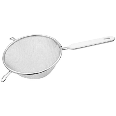 Afbeelding van Fackelmann zeef Ø 16 cm, keukenzeef van roestvrij staal, fijnmazige met kunststof inzetstuk (kleur wit/zilver) Hoeveelheid: 1 stuks