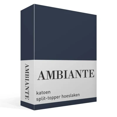 Afbeelding van Hoeslaken Lits Jumeaux 180x210 Ambiante Katoen Blauw 2 Persoons