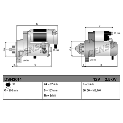 Afbeelding van DENSO DSN3014 Startmotor 12 2,5 9 CITROËN: Relay I Van, PEUGEOT: Boxer Platform / Chassis, FIAT: Ducato II Platform/Chassis