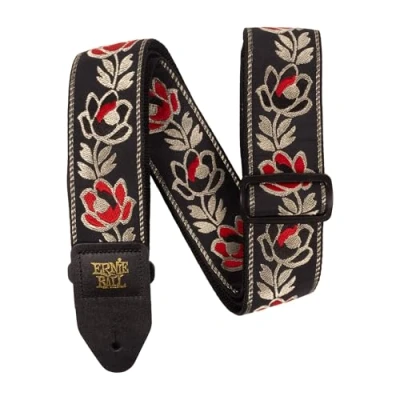 Image de Ernie Ball Sangle de guitare classique en jacquard pour basse/guitare, rose noble