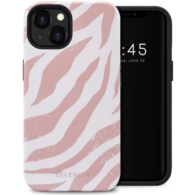 Afbeelding van Selencia Hoesje Geschikt voor iPhone 13 Vivid Backcover Colorful Zebra Old Pink