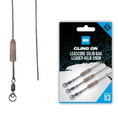 Afbeelding van Nash Cling On Leadcore Solid Bag Leader 45lb (35cm) (3 Stuks) Leaders