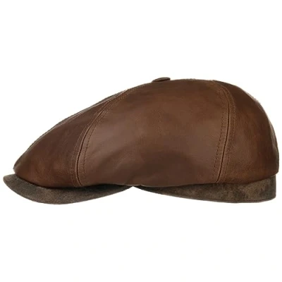 Afbeelding van STETSON Brooklin Leren herenpet winterpetten met vizier, voering voor lente en zomer, Bruin