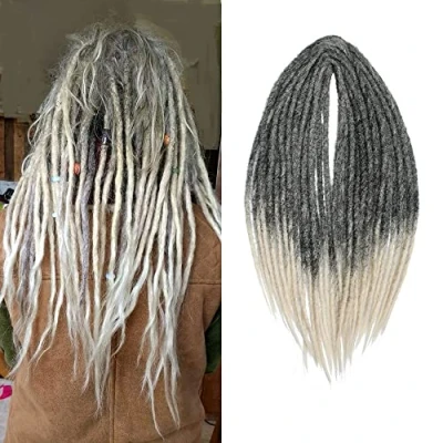 Afbeelding van MT1B/613# 0,6 cm lange fijne dubbele uiteinden synthetische haarextensies 10 strengen gehaakt haar in hiphop stijl, zachte dreads