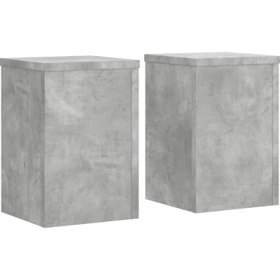 Afbeelding van Plantenstandaards 2 st 20x20x30 cm bewerkt hout betongrijs