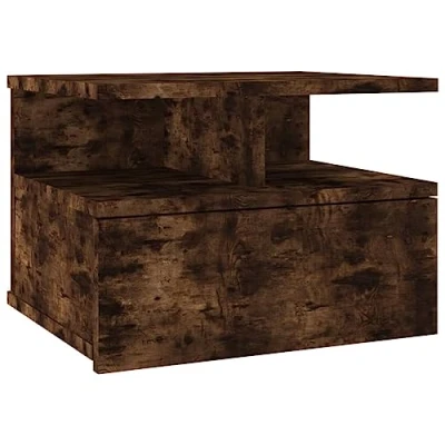 Afbeelding van vidaXL Drijvend nachtkastje Gerookte eik 40x31x27cm Engineering Hout