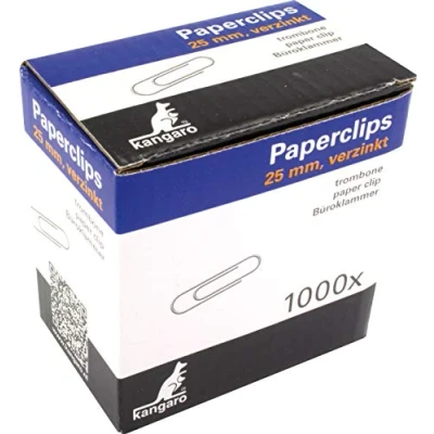 Afbeelding van Kangaro Papierklemmen 25 Mm Rond Verzinkt, Doos 1000 Stuks