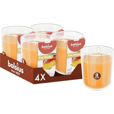 Afbeelding van 4 stuks Bolsius geurglas mango geurkaarsen 97/85 (45 uur) True Scents
