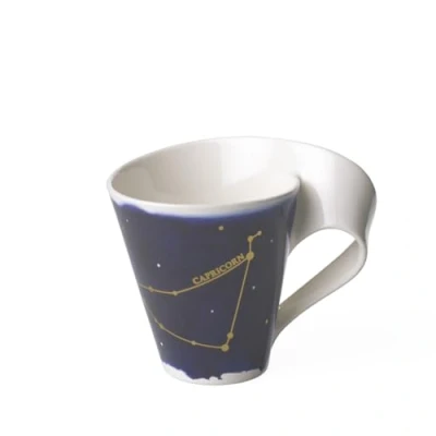 Afbeelding van Villeroy &amp; Boch 10 1616 5810 NewWave Stars mok met handvat, elegante Steenbok motief, premium porselein, vaatwasmachinebestendig, wit/blauw, 300 ml
