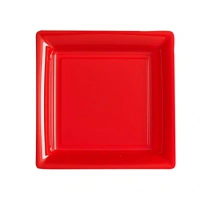 Afbeelding van Generique 12 vierkante borden, rood, 23,5 cm