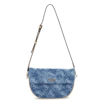 Afbeelding van GUESS Schoudertas Cerelia Flap Shoulder Bag Denim Logo Blauw
