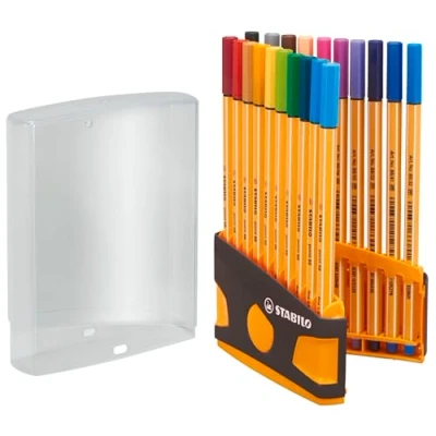 Afbeelding van Fineliner STABILO point 88/20 ColorParade rollerset antraciet/oranje fijn assorti etui à 20 stuks
