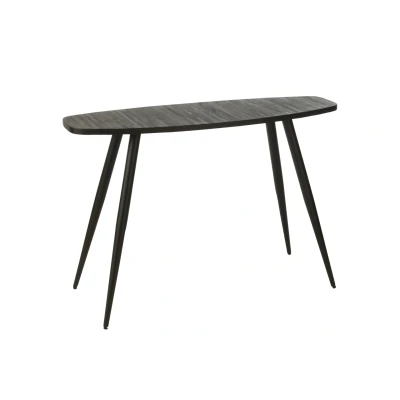 Afbeelding van J line Console ovaal gerecycleerd teak zwart (120x30x80cm)