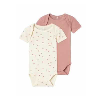 Afbeelding van NAME IT NBFBODY 2P SS BUTTERCREAM HEARTS NOOS Meisjes Body Maat 74