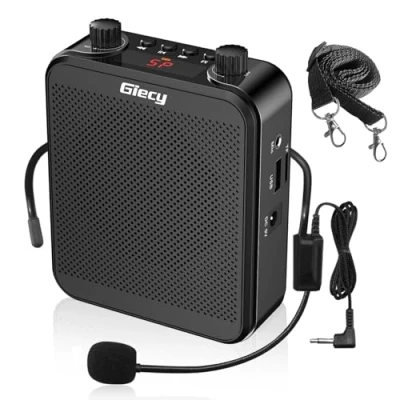 Afbeelding van Giecy draagbare spraakversterker met microfoon koptelefoon 30 W, oplaadbare batterij 2800 mAh, krachtig geluidssysteem voor leraren, leiders, trainers, presentatoren