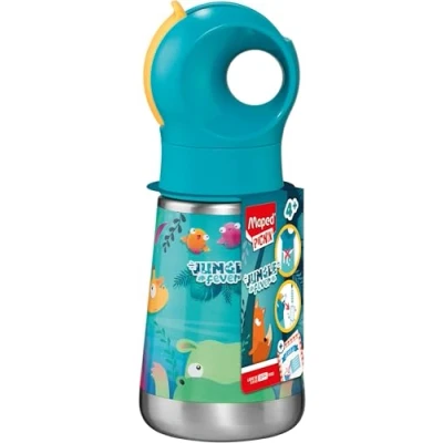 Afbeelding van Maped Picnik BPA vrije waterfles voor kinderen, grappig design met spiraalvormig rietje, lekvrij en gemakkelijk mee te nemen, ideaal school