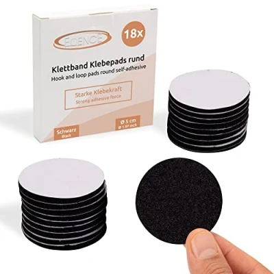 Afbeelding van ECENCE 18 x klittenbandstickers, dubbelzijdig, herbruikbaar, sterk plakband, extra sterk, bevestiging zonder boren, zwart, plakband