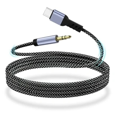 Afbeelding van YISH Kabel USB C naar 3,5 mm jack 1 m: extra stekker, jackkabel nylon, compatibel met iPhone 16 Pro Max/15 Max Plus Samsung Galaxy S24/S23/S22 Ultra Pixel iPad