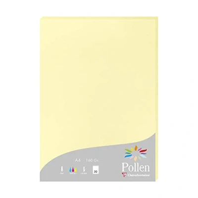Afbeelding van Clairefontaine 14207C etui met 50 vellen formaat A4 (21 x 29,7 cm) 160 g/m² kleur kanaria, uitnodigingspapier, evenementen en consistentie, pollen serie, glad premium papier