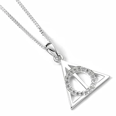 Afbeelding van The Carat Shop Harry Potter Zilveren Deathly Hallows Ketting Collier met kristallen