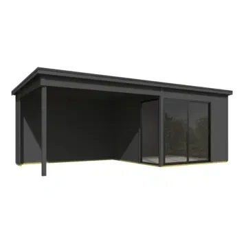 Afbeelding van Tuinhuis Julia 295x295 cm + 350 Aanbouw Carbon Grey Gecoat