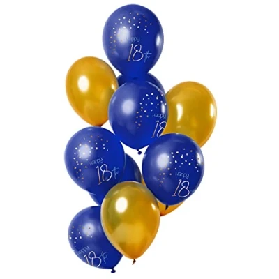 Afbeelding van Folat Ballonnen Elegant True Blue 18 jaar 30 cm 12 stuks