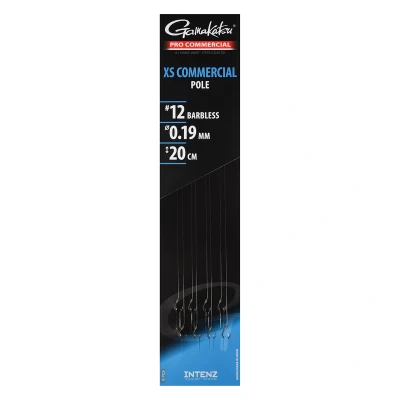Afbeelding van Gamakatsu Pro Commercial Coarse XS Pole 20cm Barbless (8 pcs) Maat : haak 12 0.19mm