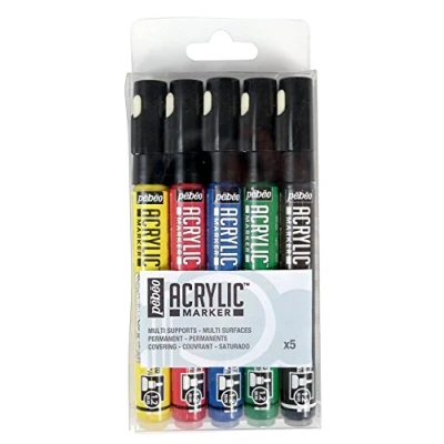 Afbeelding van Pebeo Acryl Markers 1.2mm Primaire kleuren set 5 stuks