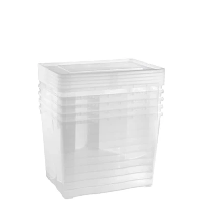 Afbeelding van Grizzly Opbergdozen met deksel, stapelbare dozen van transparante kunststof, voor kleding, schoenen, speelgoed, knutselen, 20 l, 42 x 38 27 cm, 5 stuks