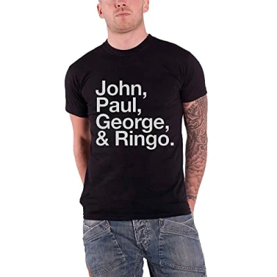 Afbeelding van The Beatles John, Paul, George &amp; Ringo Heren T shirt L Zwart