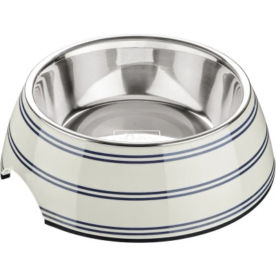 Afbeelding van HUNTER Silda Melamine voerbak met roestvrijstalen kom, wit/grijs, 160 ml